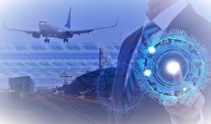 Businessman is Touching Technological Graphics Businessman is Touching Technological Graphics